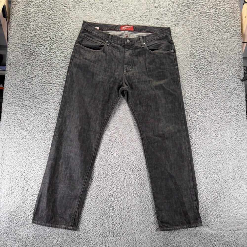 Arizona Jeans Mens 36x30 Black Cotton Denim Straight Slim Fit Workwear Travel